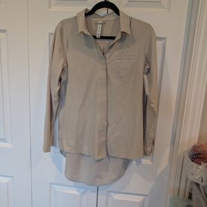 Athleta Light Beige Button-Up Blouse